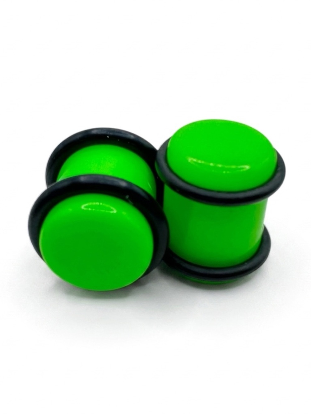 Neon Green Ear Plugs with Black Trim - Pair